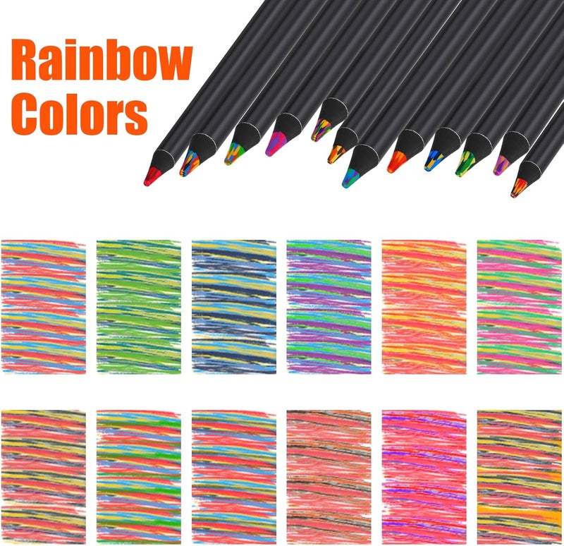 KUCHEY Valentines Day Gifts for Kids Classroom, Easter Basket Stuffers Essentials for Teen Girl Boys Art Supplies Trendy Stuff 12 Colored Rainbow Pencils, Birthday Party Favors Arts and Crafts 8-12 Year Old - Image 4